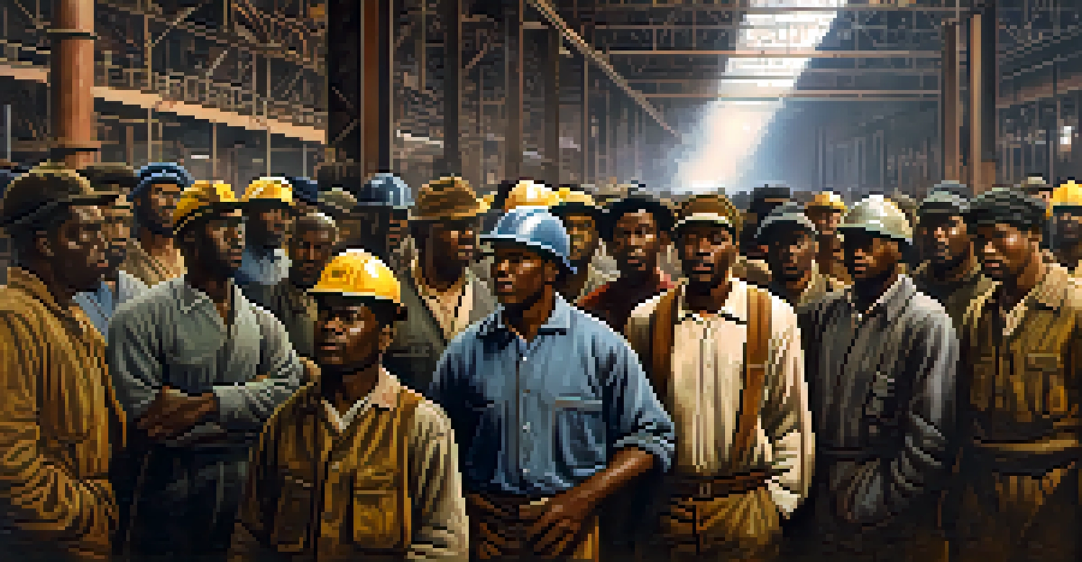 A group of African American workers in a steel mill in Chicago, representing the labor opportunities during the Great Migration.