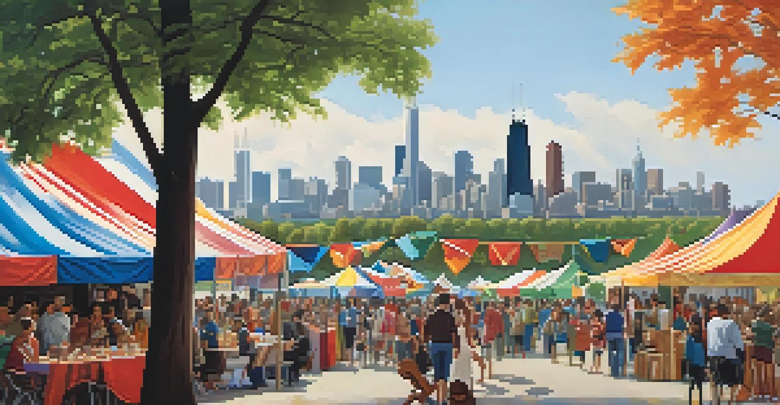 A vibrant modern-day festival in Illinois, highlighting cultural diversity against an urban and rural backdrop.