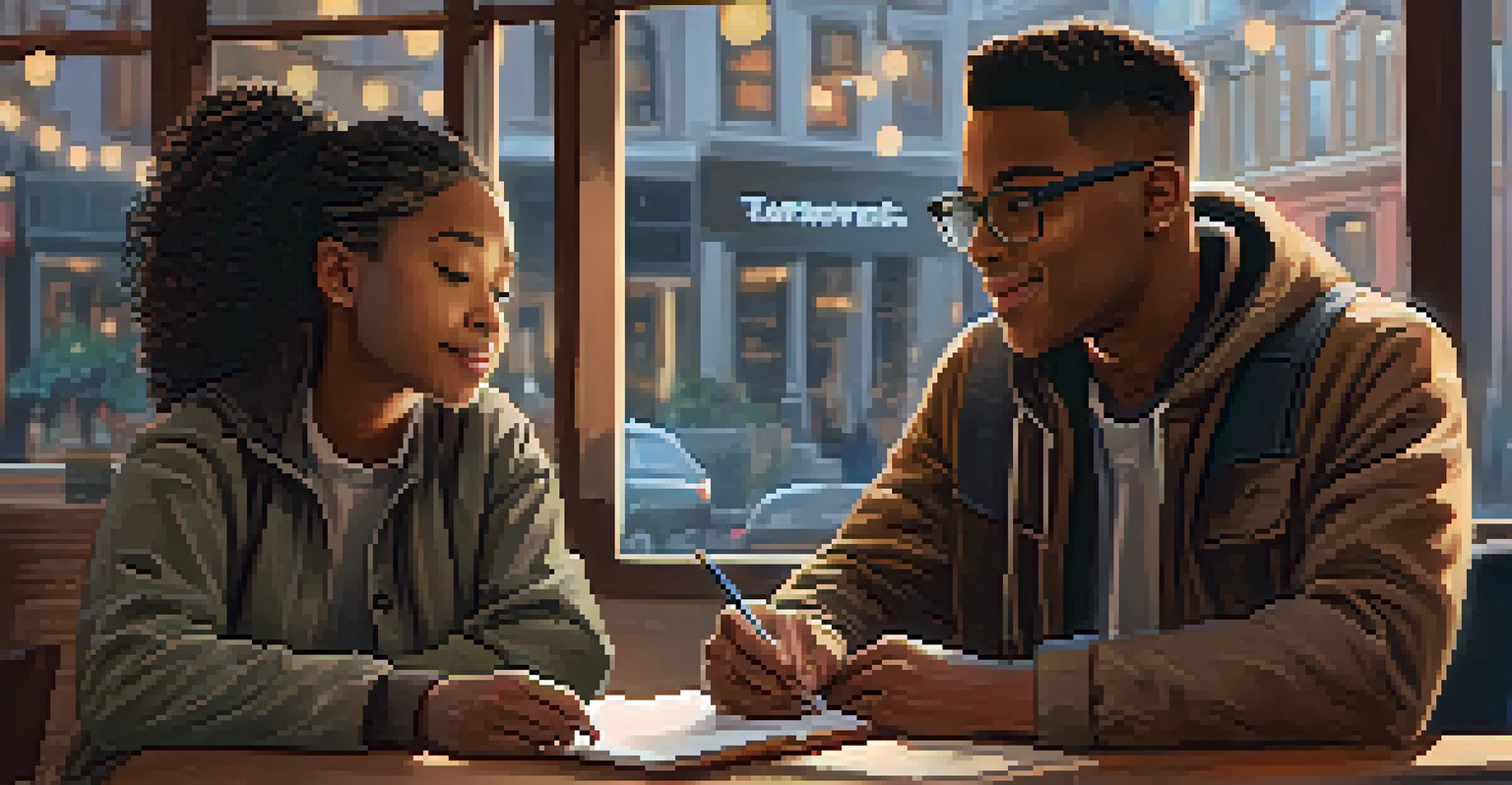 A young person discussing goals with a mentor in a cozy coffee shop, highlighting the importance of mentorship.