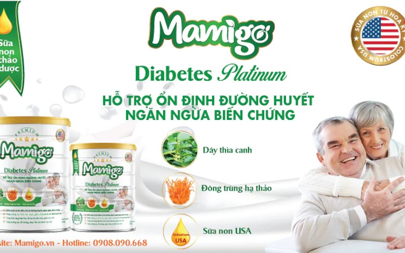 Sữa non tiểu đường thảo dược Mamigo Diabetes Platinum – Hạ và ổn định đường huyết, ngăn ngừa biến chứng