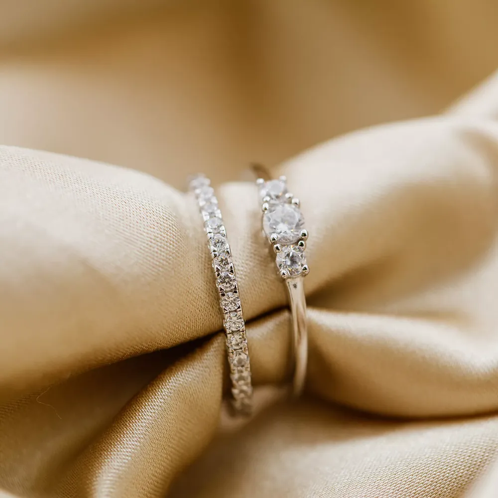 2-i-1 ring i 925 sølv med zirkonia