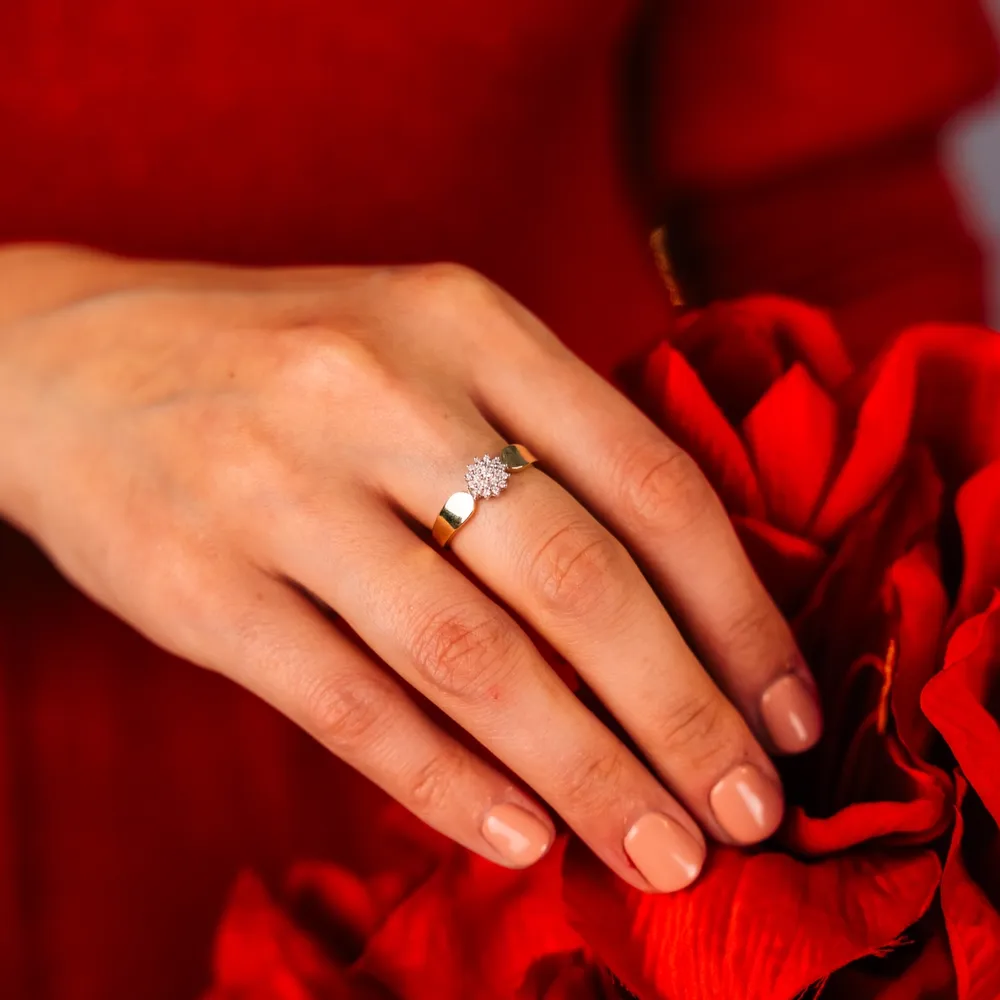 Rose diamantring i gult gull