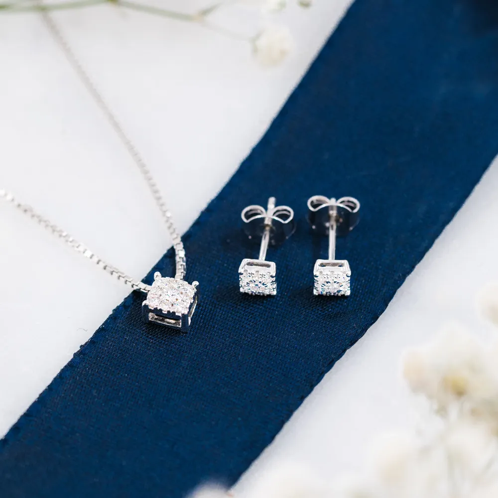 Line diamantanheng og diamantøredobber