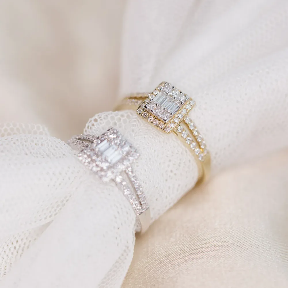 Grace diamantringer i hvitt og gult gull