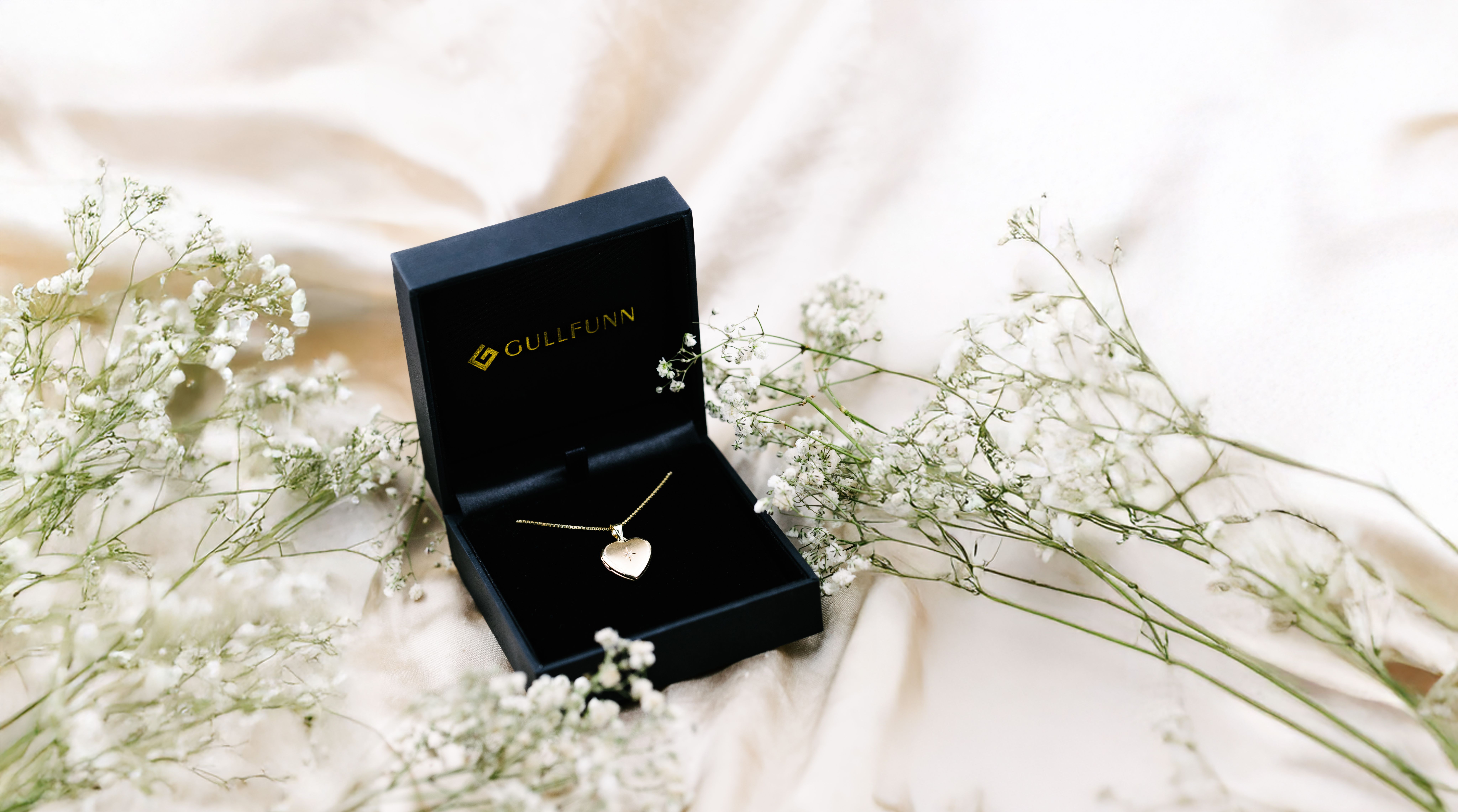 Gullhjerte i smykkeetui fra Gullfunn