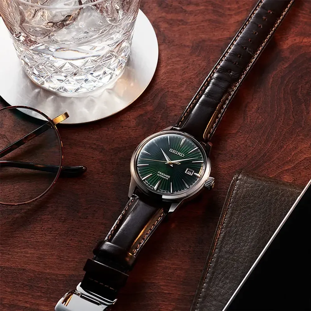 Seiko Presage Cocktail Time Automatic klokke med brun skinnrem