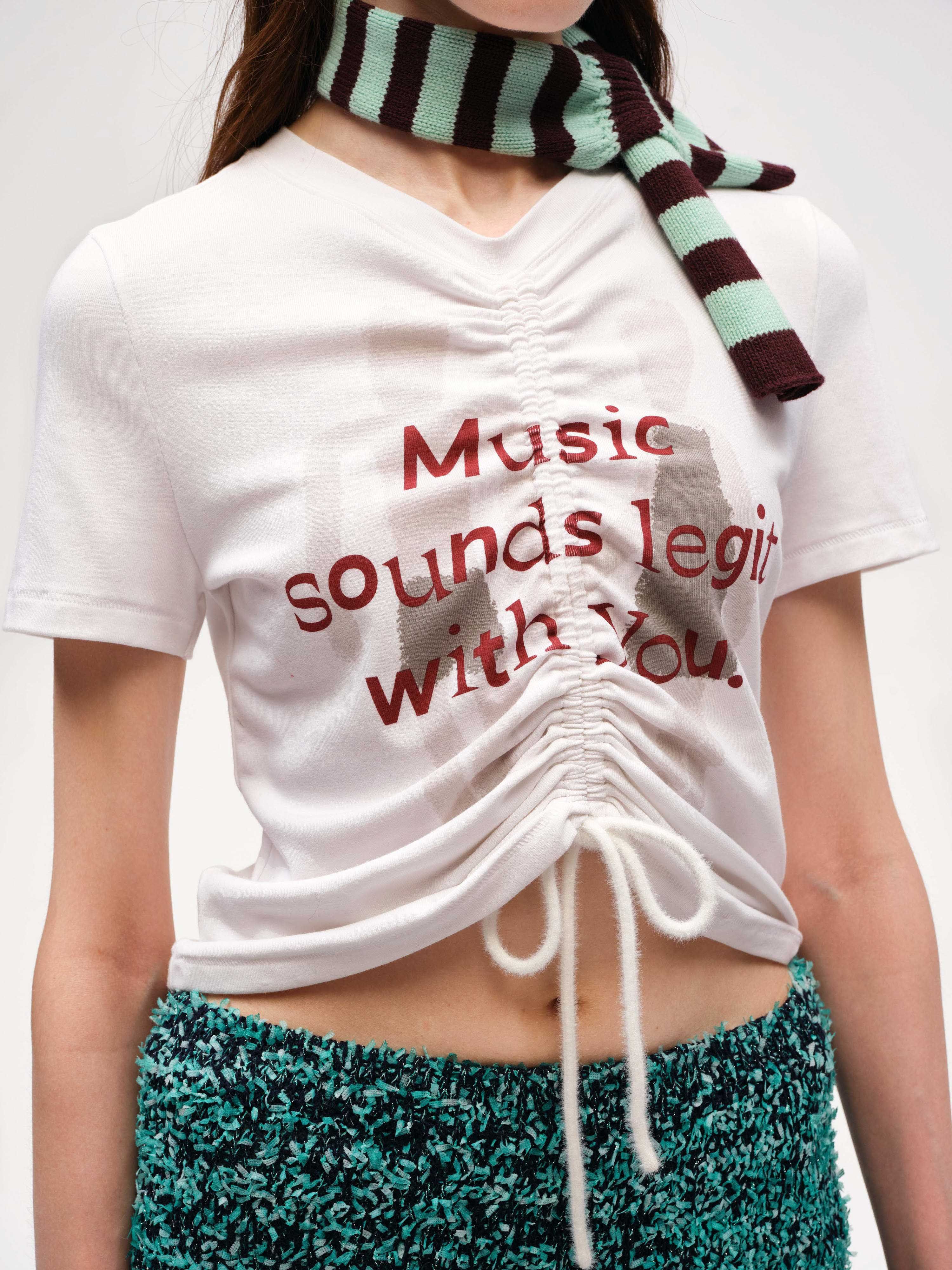 Details Short Sleeve T-Shirt Print With String At Front Waist