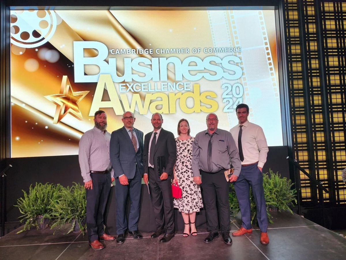 Jackman team on stage at the Cambridge Chamber of Commerce Business Excellence Awards 2024.