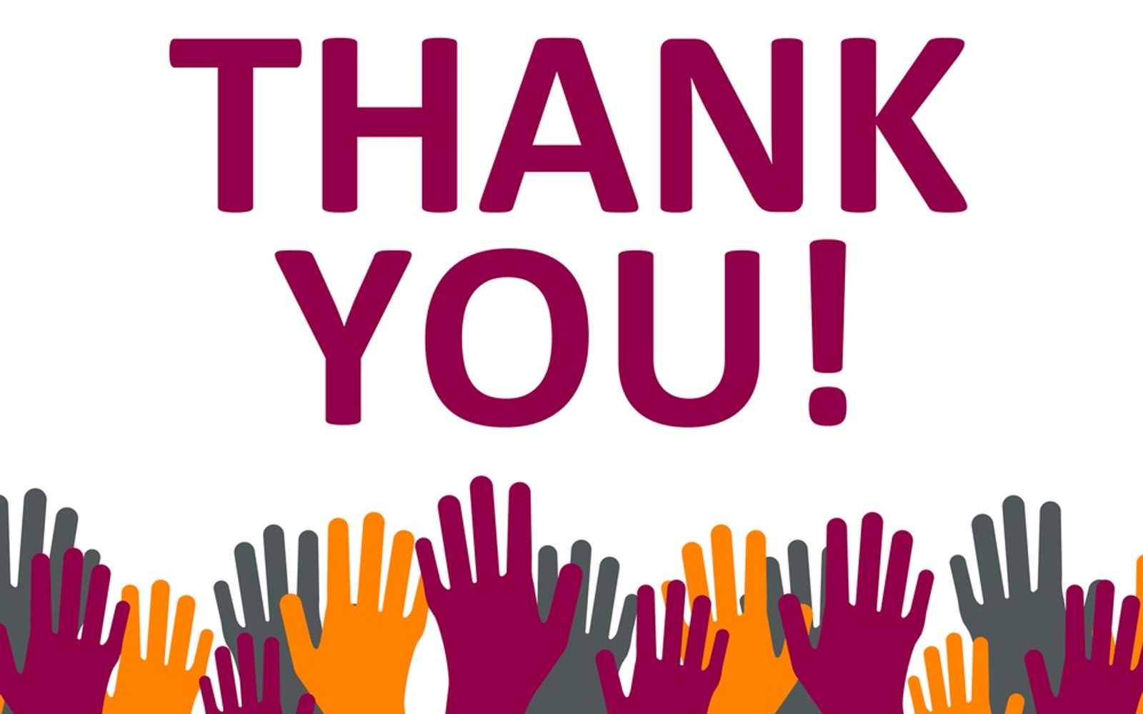 House of Friendship thank-you graphic with raised hands and the words Thank You.