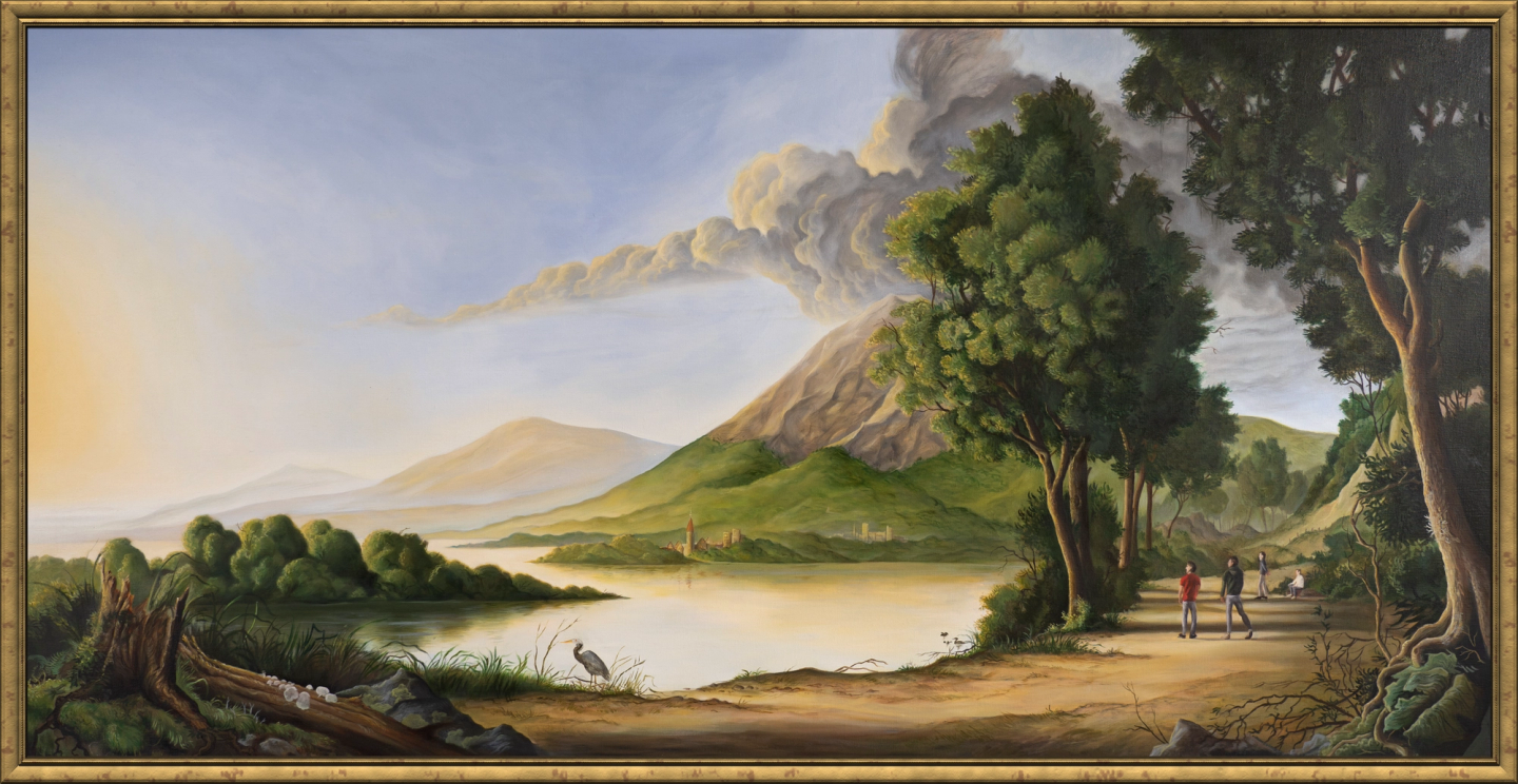 Fantasielandschap, olieverf landschap schilderij in Italianistische stijl