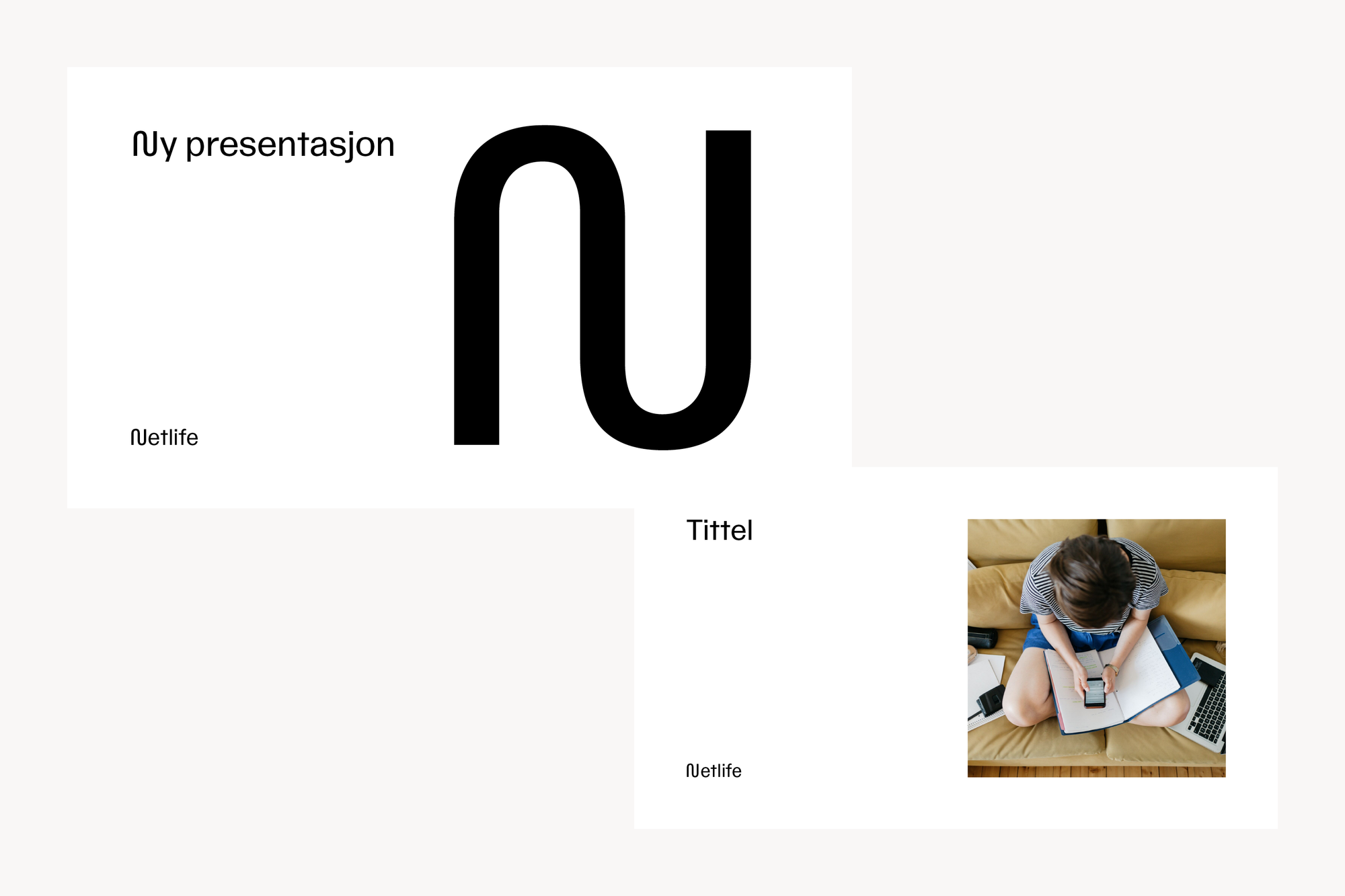 Eksempel på to forsider med bilde og logosymbol