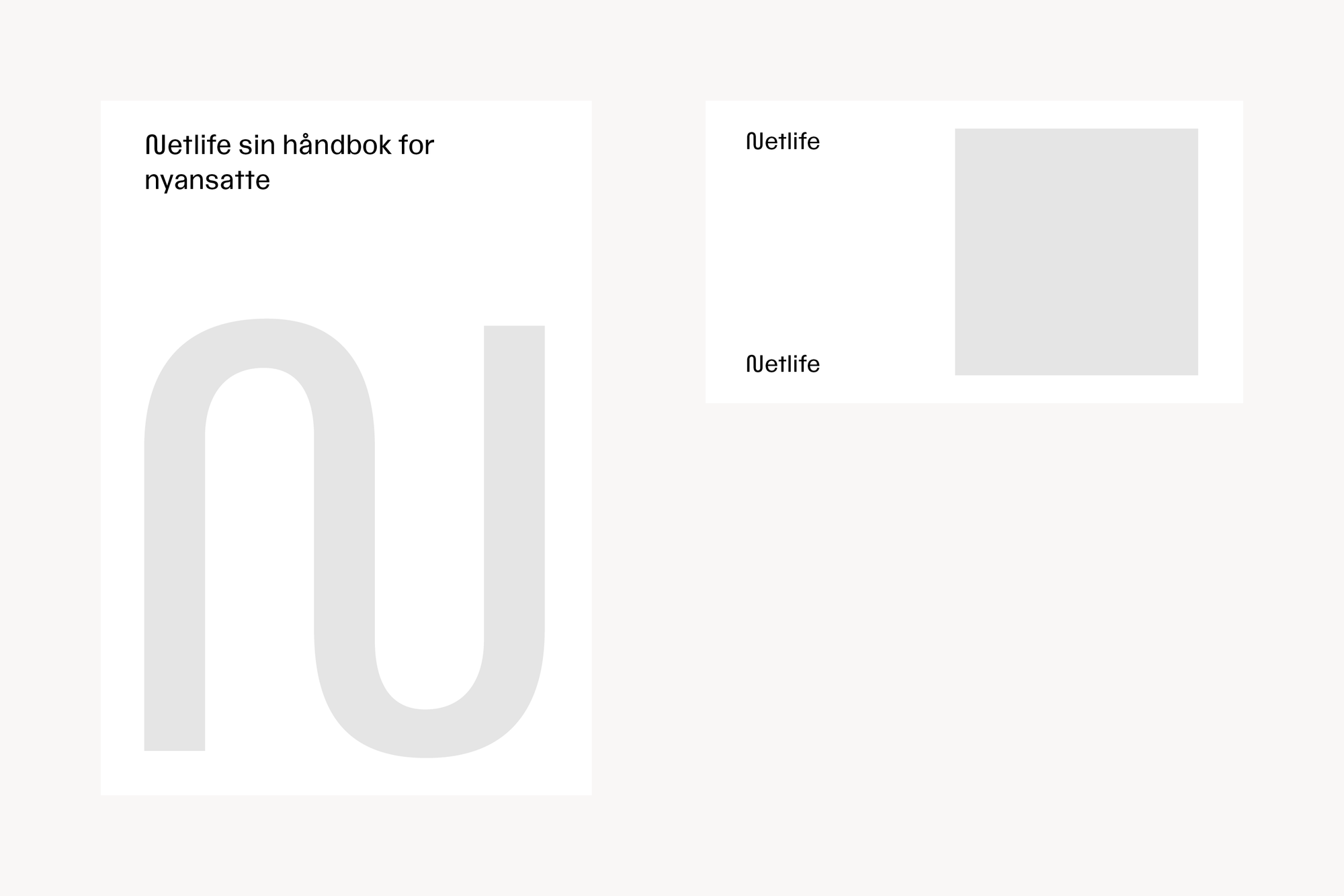 Eksempler på hvordan logoen er brukt i en håndbok for nyansatte.