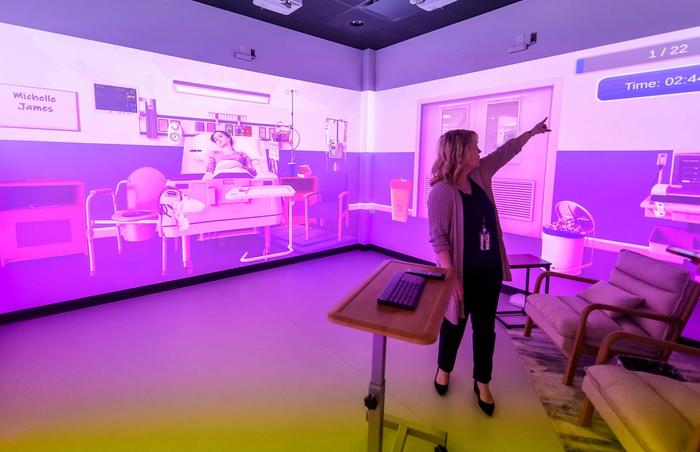 Tammie Muise demonstration how the simulation centre at the UPEI medical school works