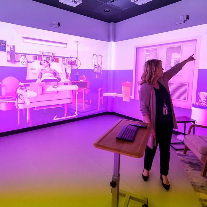 Tammie Muise demonstration how the simulation centre at the UPEI medical school works