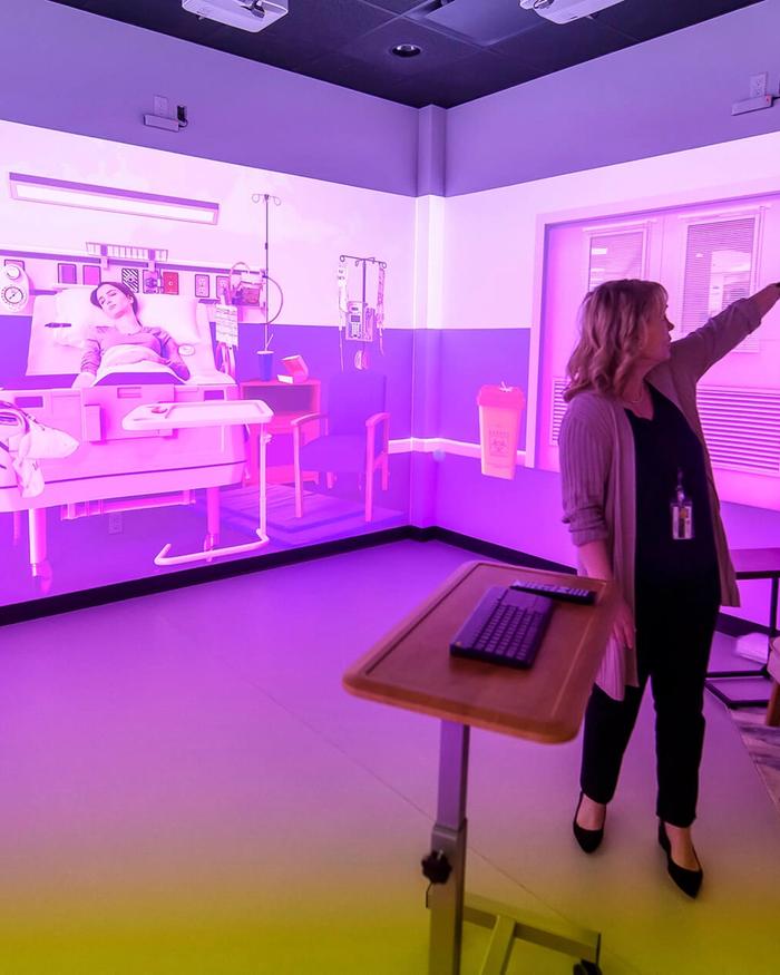 Tammie Muise demonstration how the simulation centre at the UPEI medical school works