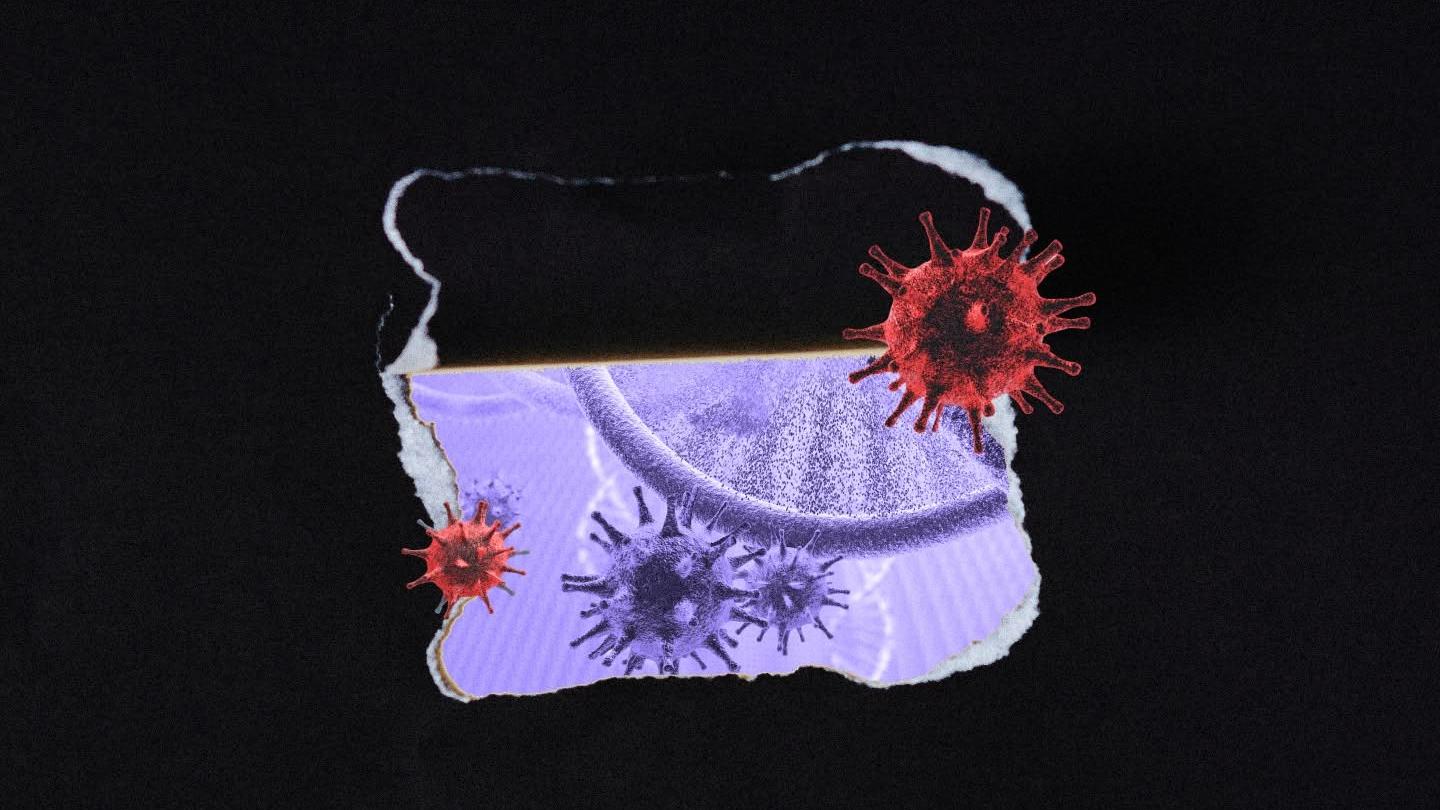 An illustration depicting the HIV virus for a piece on 2026 New Frontiers in Research Fund Transformation grants for HIV researchers