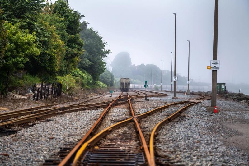 A rail yard near the storage facility at the Potash Terminal in Saint John, New Brunswick, on August 25, 2026. (Chris Donovan / Be Giant)