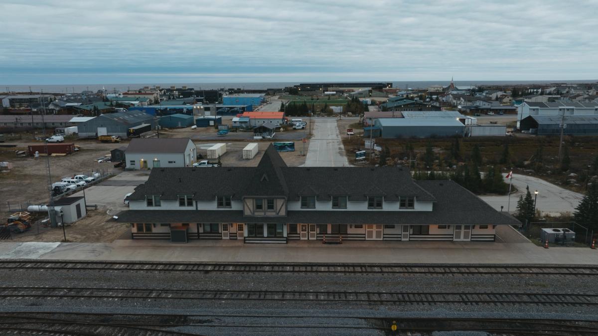 A view of the railway station in Churchill, Manitoba on September 26. 2026.