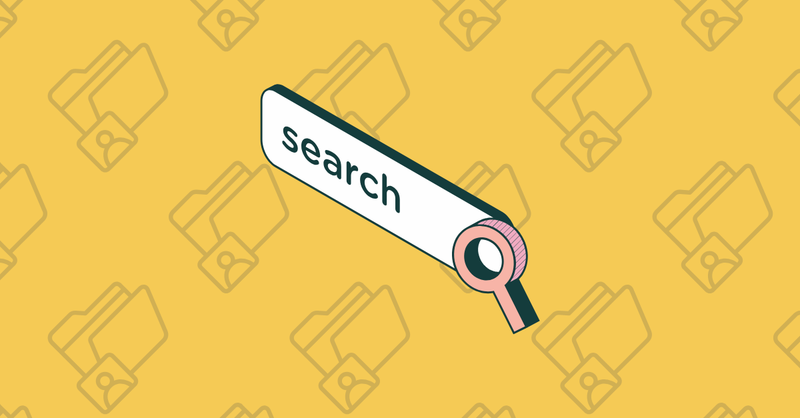 Search bar and folders graphic on yellow background