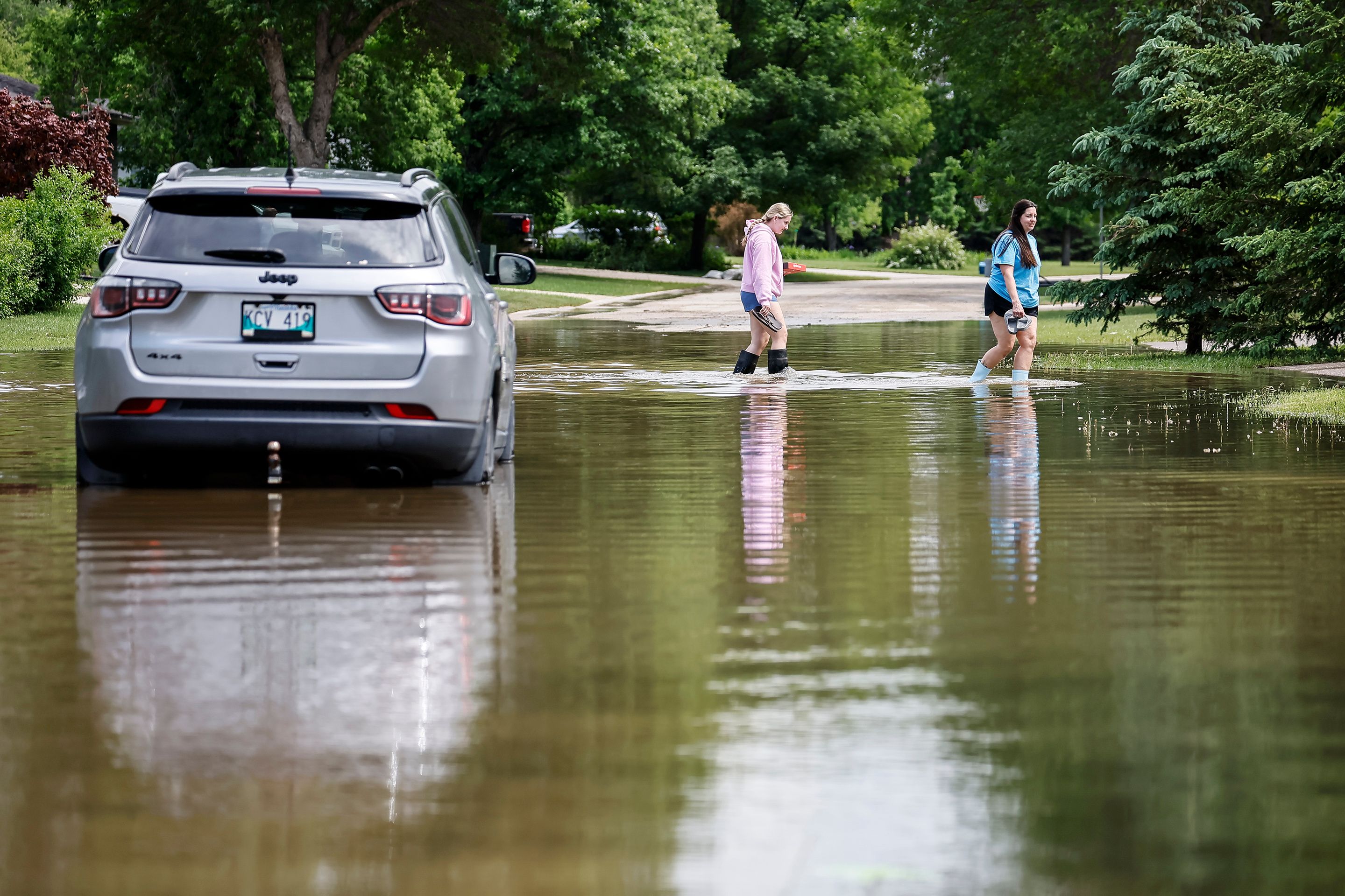 Flooding in Stonewall, Man., north of Winnipeg, on June 10, 2026. The night before, Stonewall saw 255 millimetres of rain.