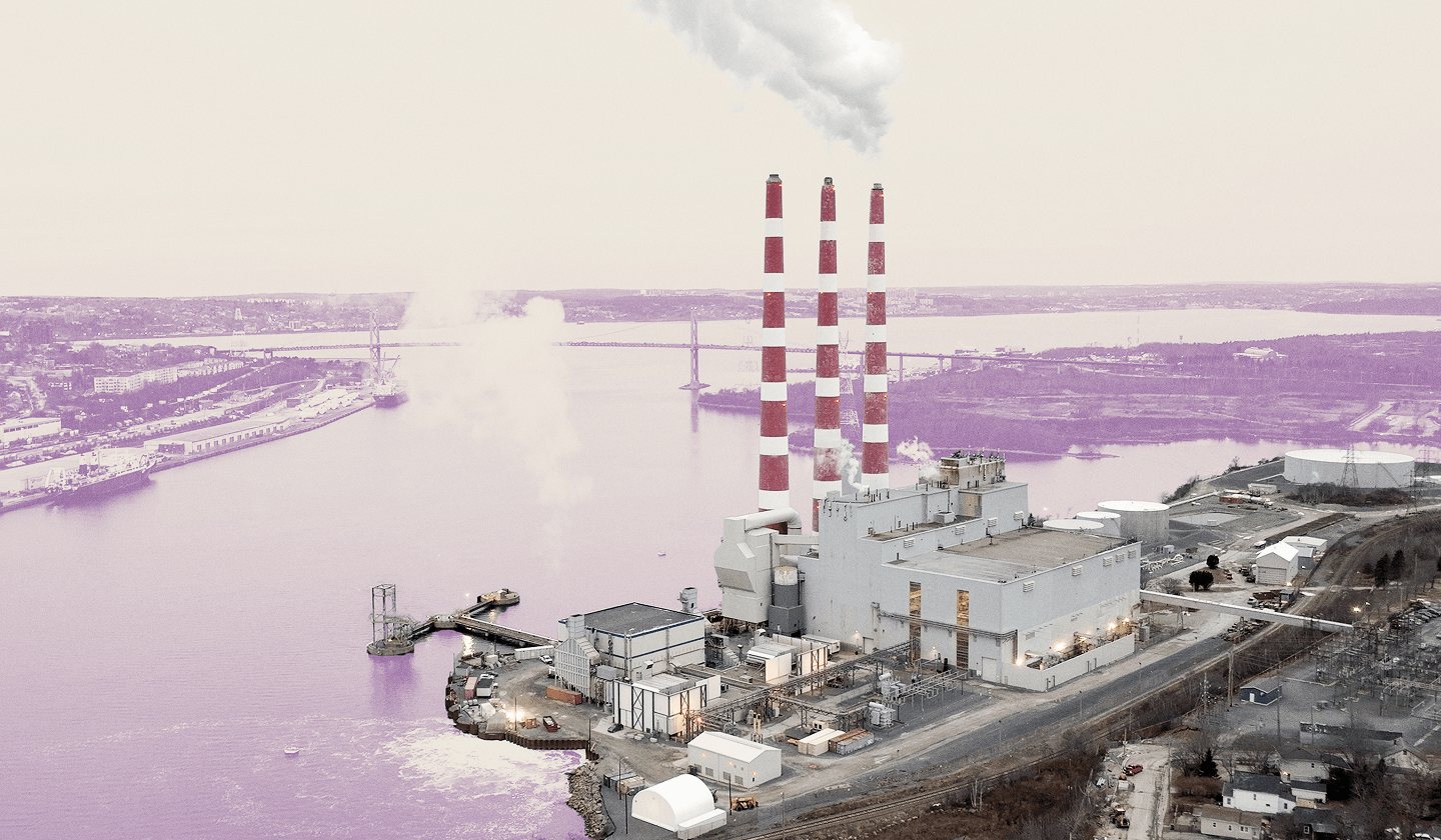 Planetary's ocean Tufts Cove power plant on Dartmouth, Nova Scotia's waterline.