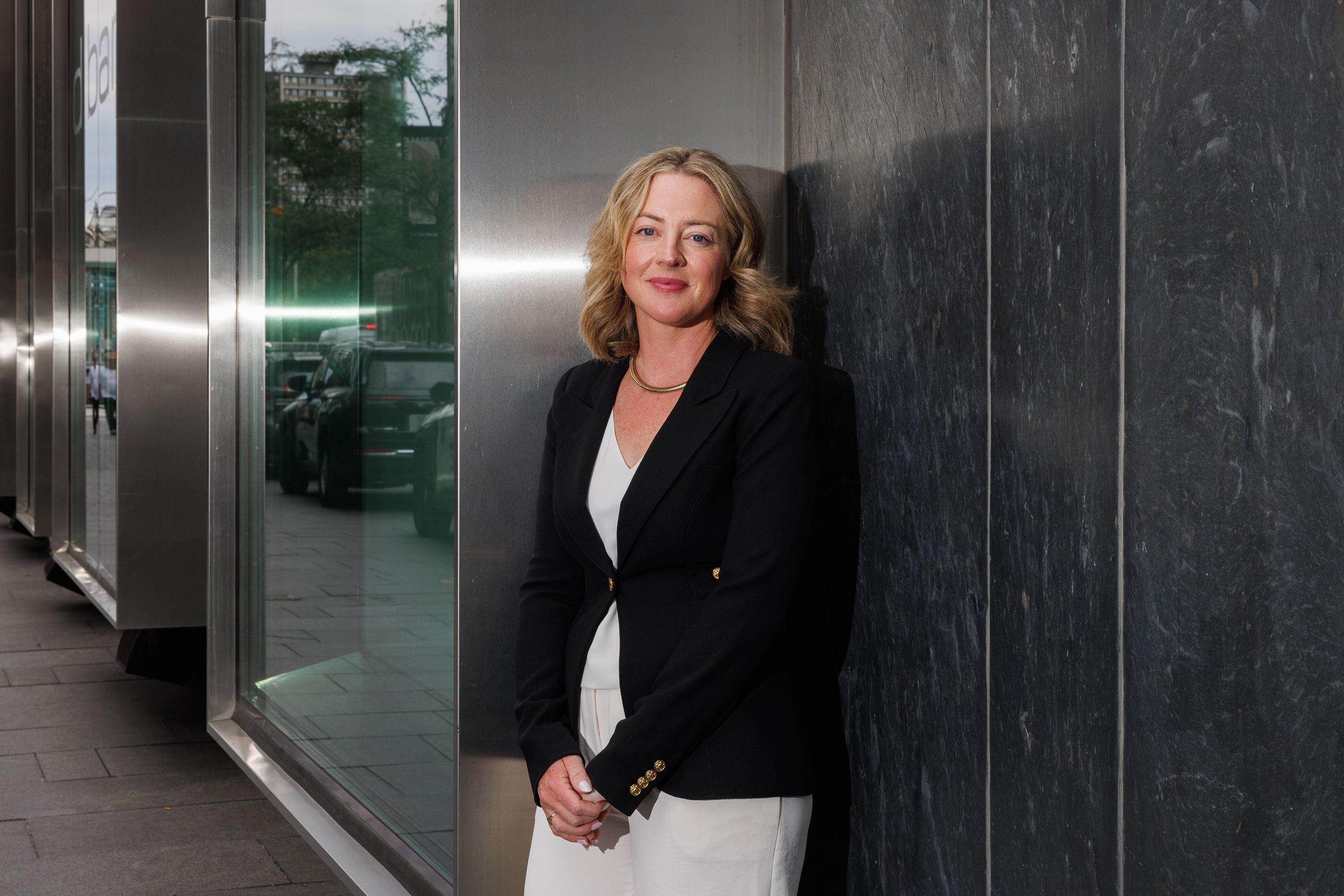 Sarah McLean, vice president of Maritime Launch Services, outside the Four Seasons Hotel in Toronto amid the Canada Investment Summit.