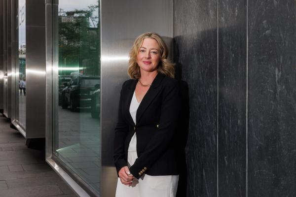 Sarah McLean, vice president of Maritime Launch Services, outside the Four Seasons Hotel in Toronto amid the Canada Investment Summit.