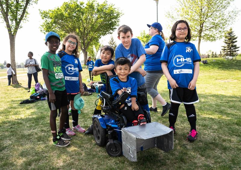 A soccer team at Edmonton's free footie program in 2019