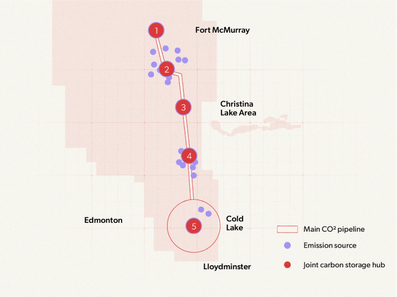 The Pathways Alliance CO² pipeline network, northeastern Alberta