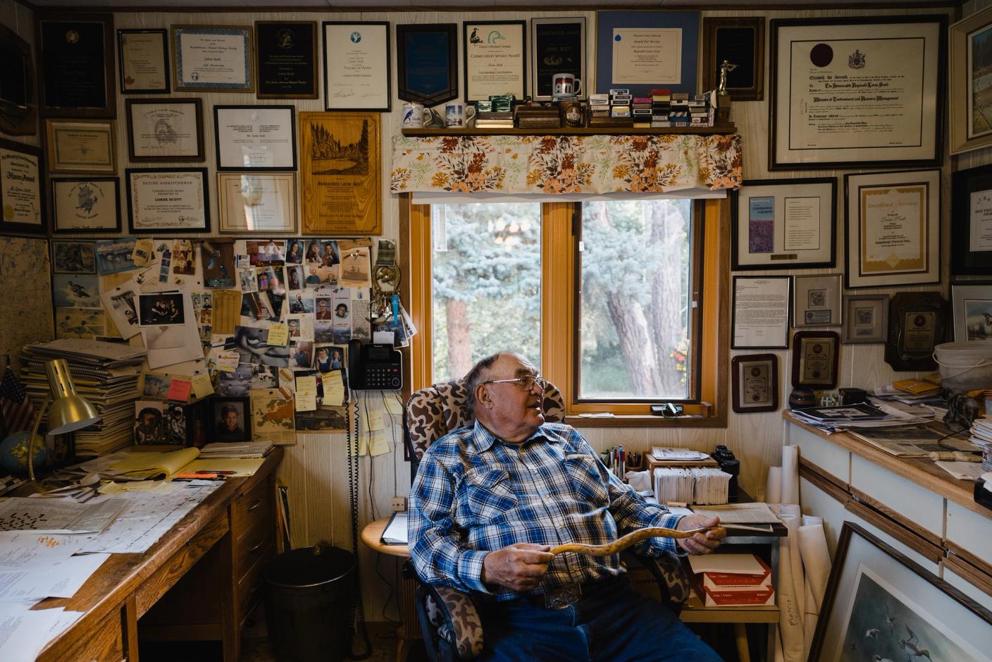 Scott, 79, still grows wheat and oats.