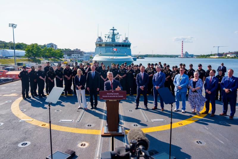 Prime Minister Mark Carney during an announcement and media availability at CFB Halifax, in Halifax, N.S., on July 6, 2026.