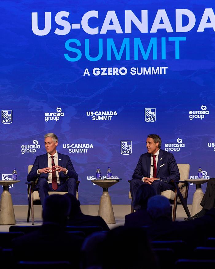 Matina Stevis-Gridneff, left, the Canada bureau chief for The New York Times, interviews, from left, R.J. Simpson, the premier of the Northwest Territories; Thomas Dans, the chairman of the United States Arctic Research Commission and Ólafur Ragnar Grímsson, the former president of Iceland and now the chair of Arctic Circle.