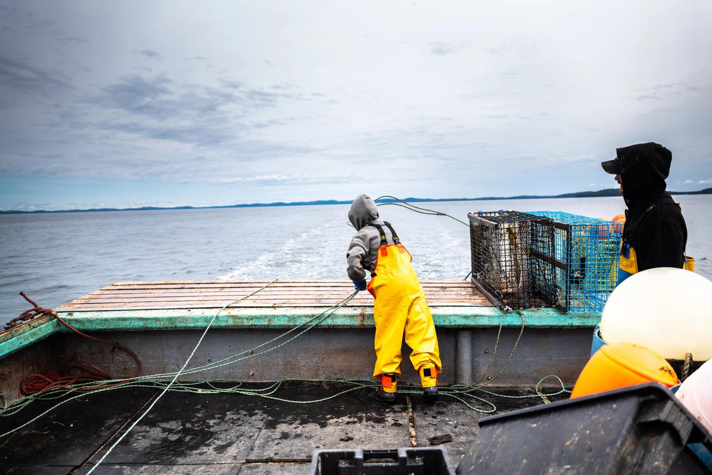 On-demand traps return to the water while fishing for lobster and crab near St. Andrew’s, New Brunswick, on May 11, 2026.