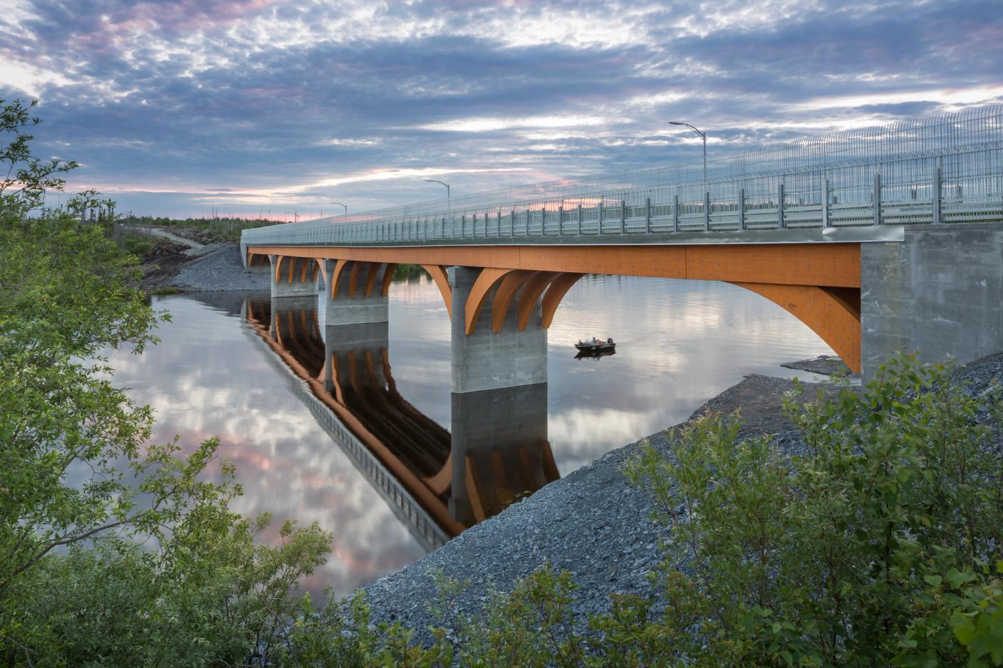 A 160-metre timber bridge spanning Uupaachikus Pass in Mistissini, Nord-du-Quebec, on Cree territory.