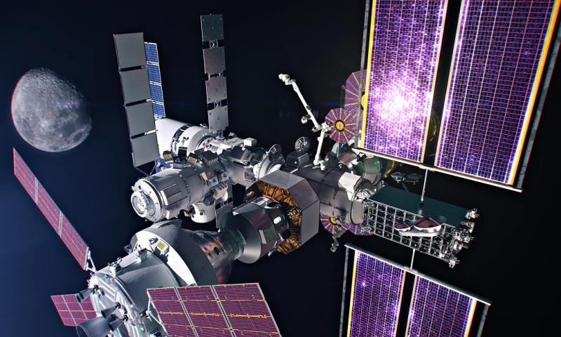 a computer generated image of the Canadarm3 with the moon in the background