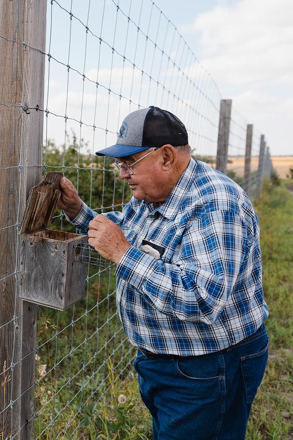 Scott checking his bluebird houses.