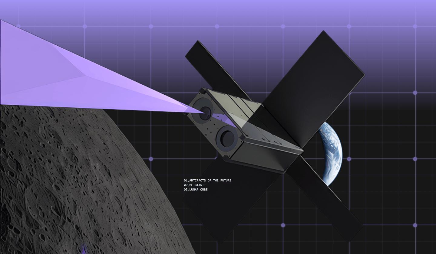Animated image of Canada’s MAPPER (Multispectral Analysis Prospector and Positional Exploration Relay) orbiting the moon