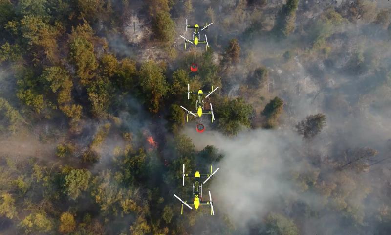 Heavy-lift drones can, like helicopters, hover in tight terrain where fixed-wing aircraft can’t.