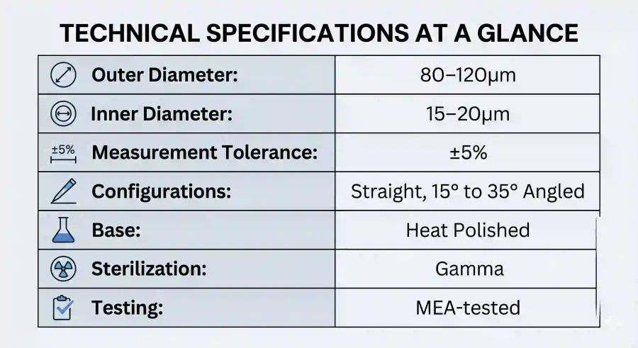 Holding Micropipette Specifications