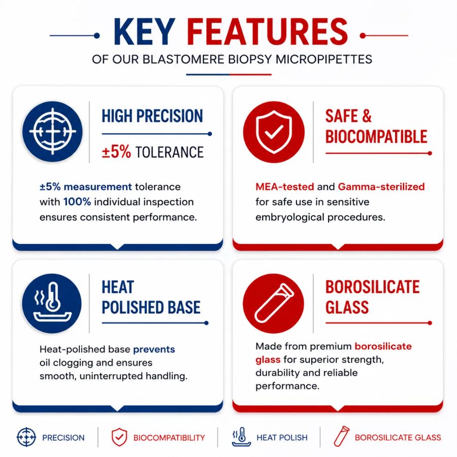 Key Features of Our Blastomere Biopsy Micropipettes
