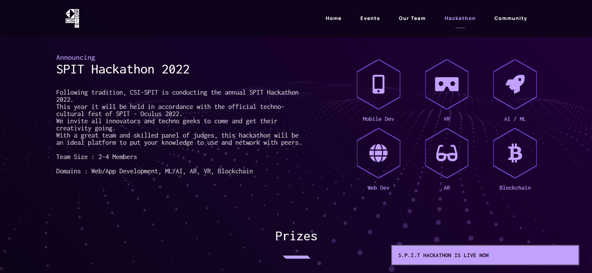 S.P.I.T. Hackathon page