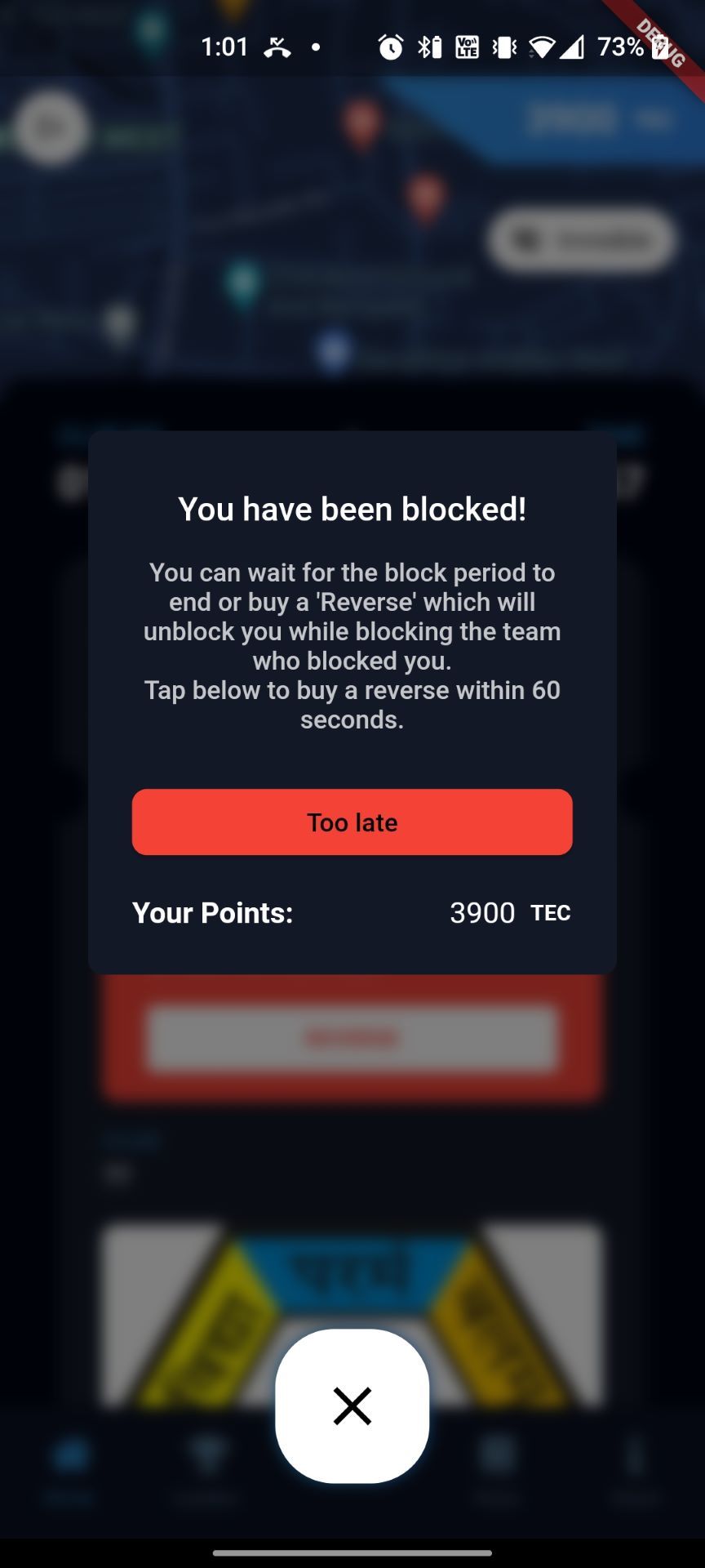 Players can block other players for some time. But beware, one can reverse block you if they have enough points.