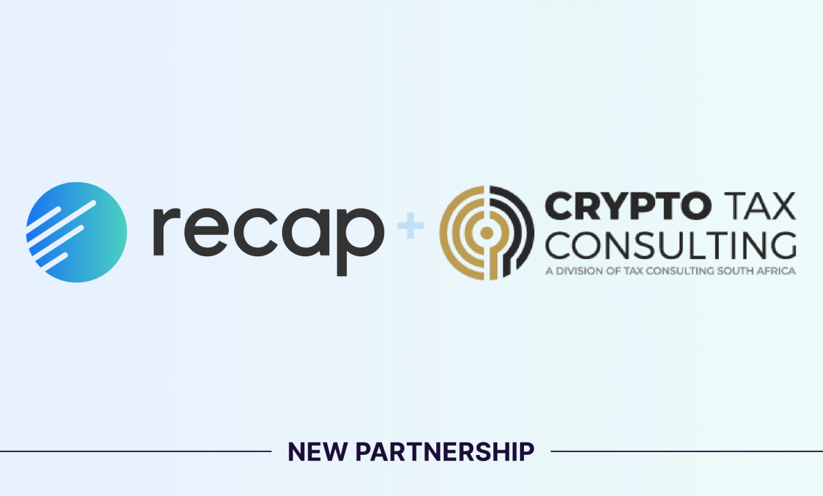 Recap and Crypto Tax Consulting Logos on a light blue background