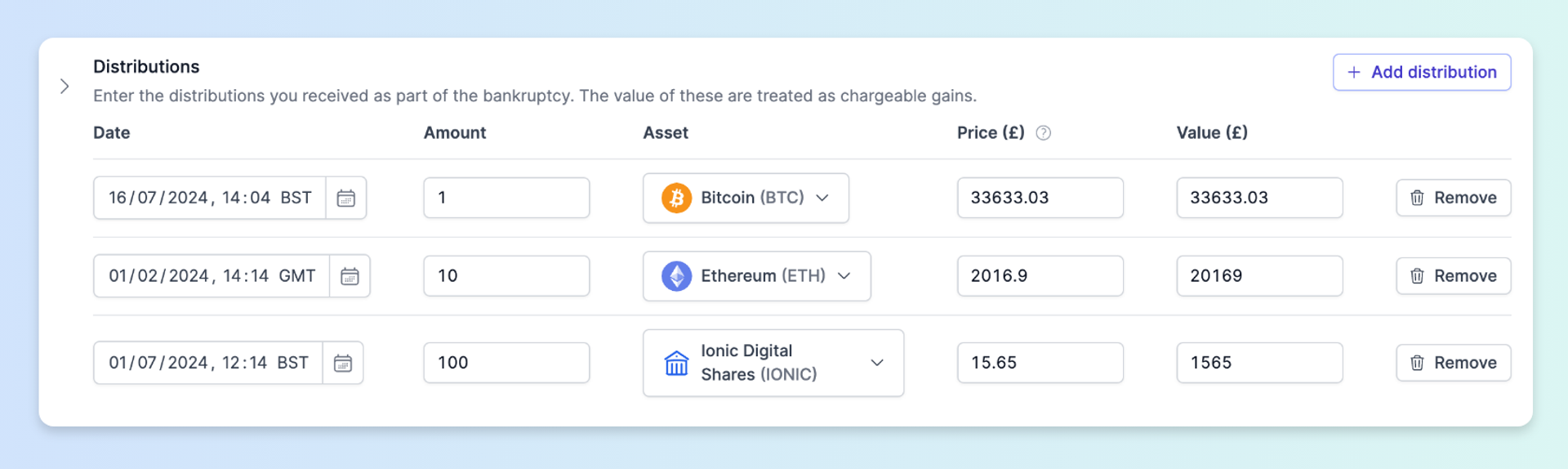 Screenshot Celsius Bankruptcy Feature: Distributions