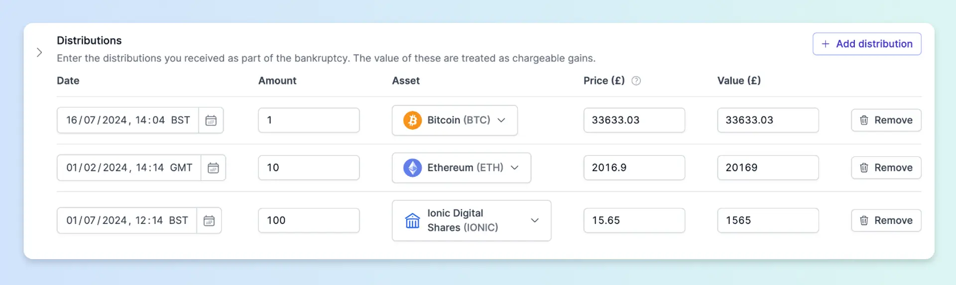 Screenshot Celsius Bankruptcy Feature: Distributions