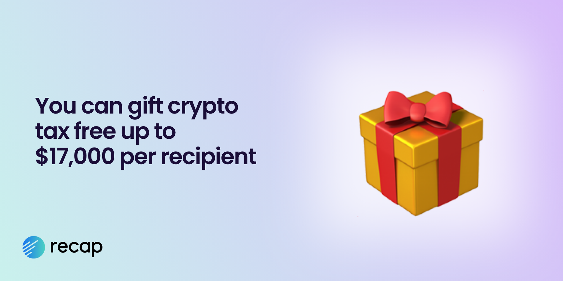 Illustration explaining you can gift crypto tax free up to $17,000 per recipient