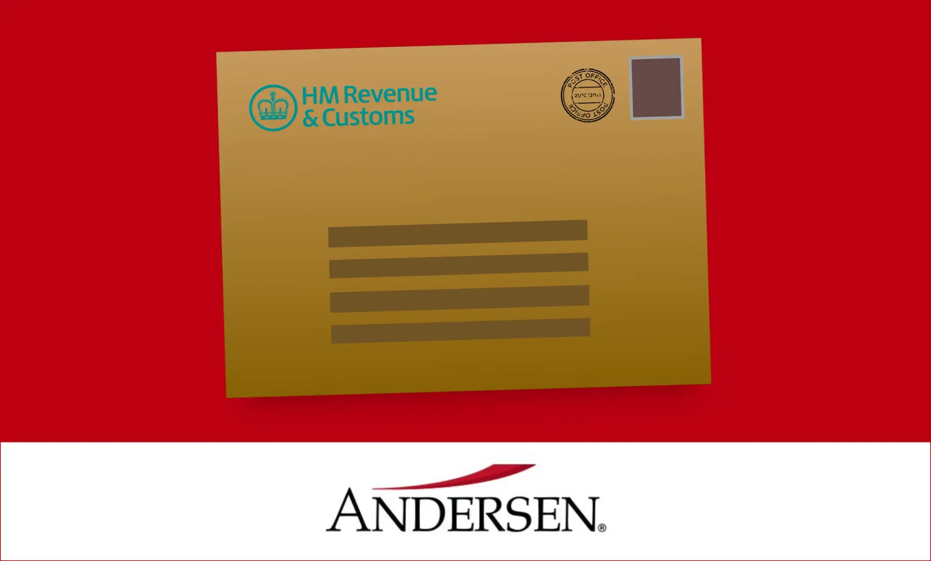 A brown envelope with HMRC logo stamped on it.