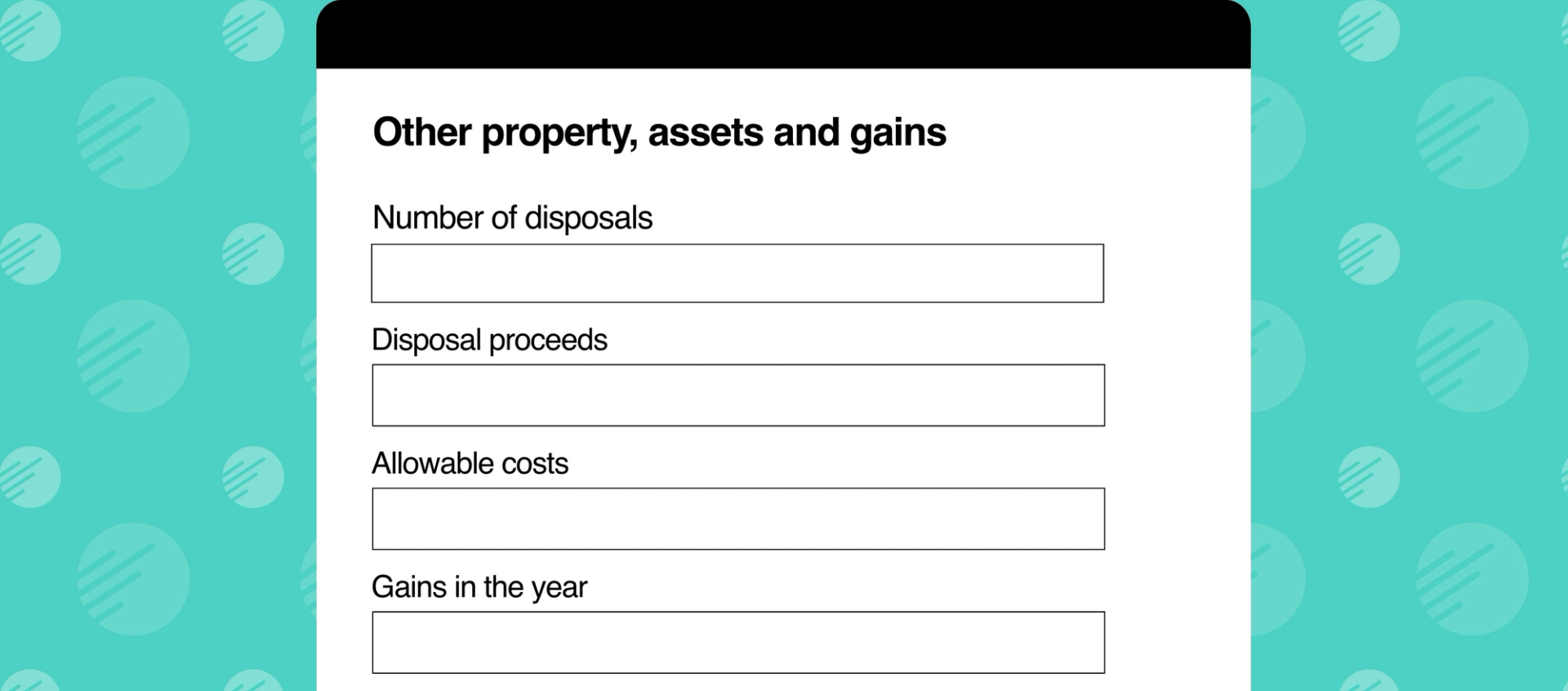 Screenshot of tax form for "Other property, assets and gains"