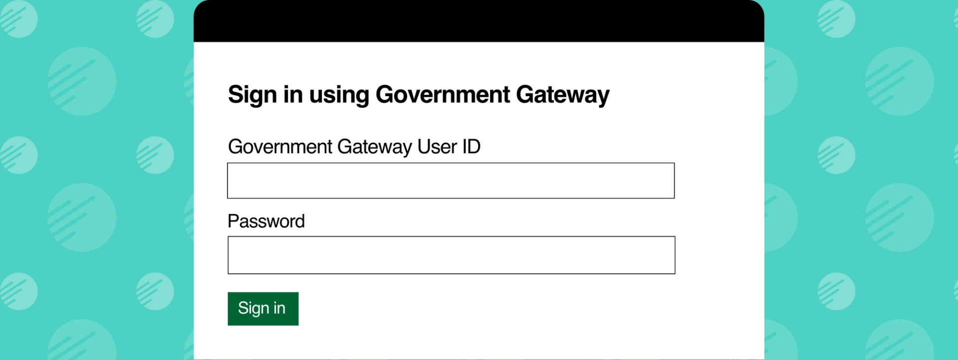 A screenshot of the sign in to the Government Gateway