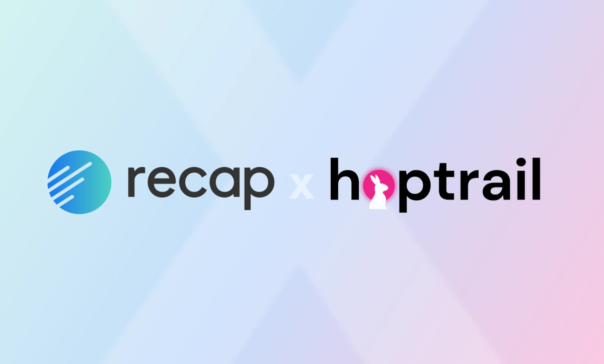 Recap and Hoptrail logos on a lightblue and pink background